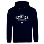 f111 merch oxford-navy color hoodie with stroll branding.