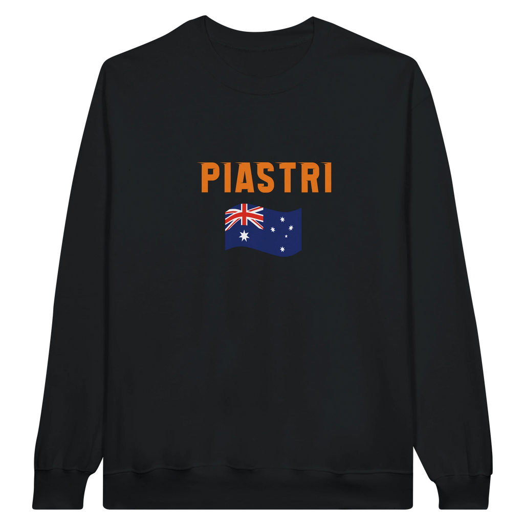 f111 merch black color sweatshirt with oscar-piastri branding.