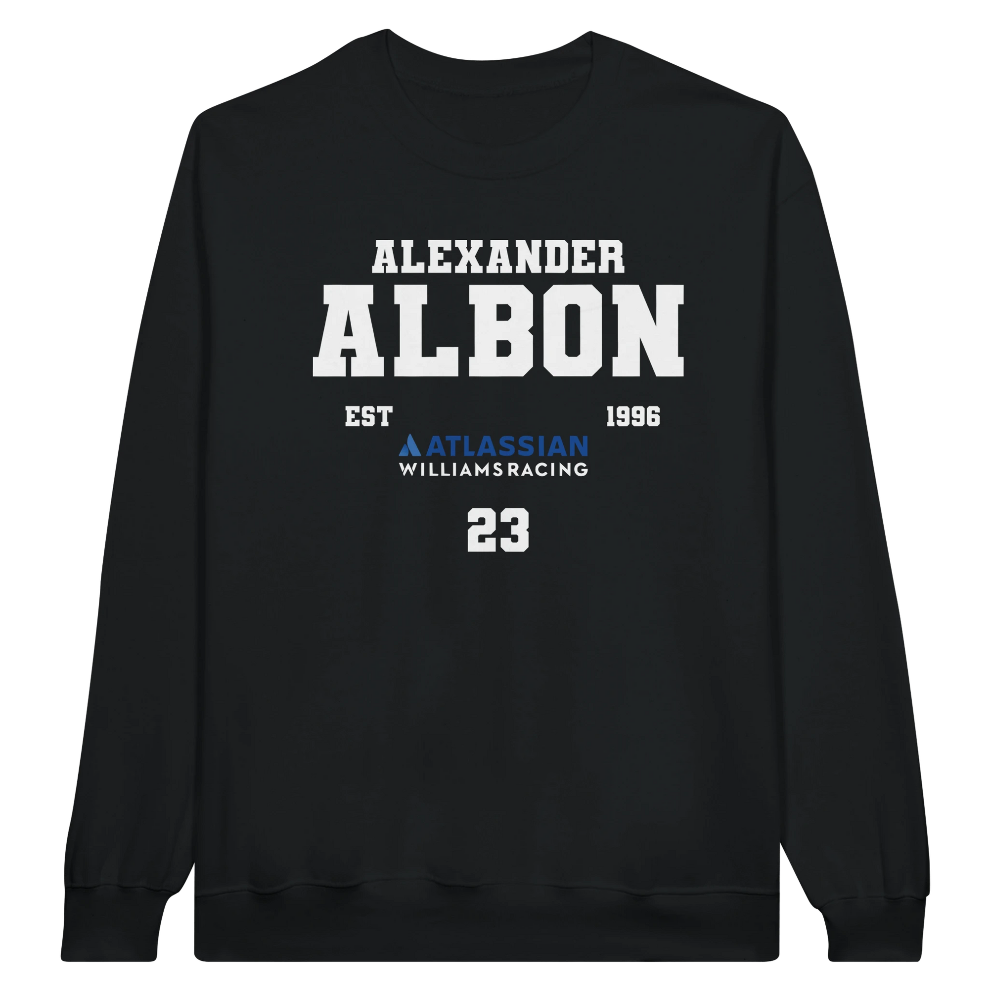 f111 merch black color sweatshirt1 with alex-albon branding.