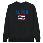 f111 merch black color sweatshirt1 with alex-albon branding.