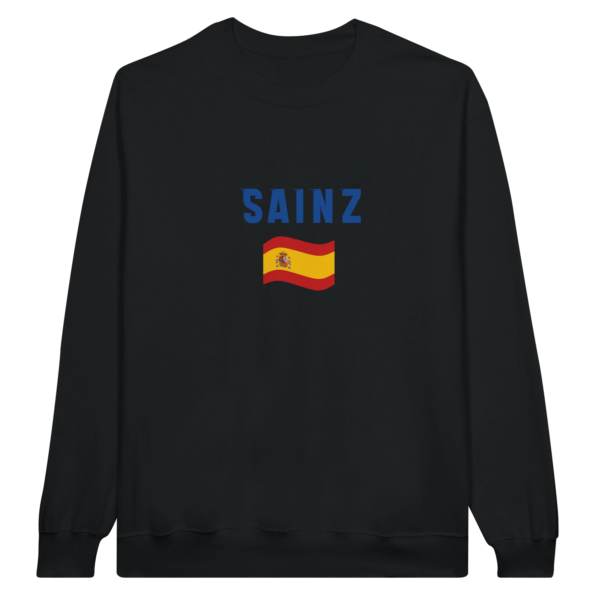 f111 merch black color sweatshirt1 with carlos-sainz branding.