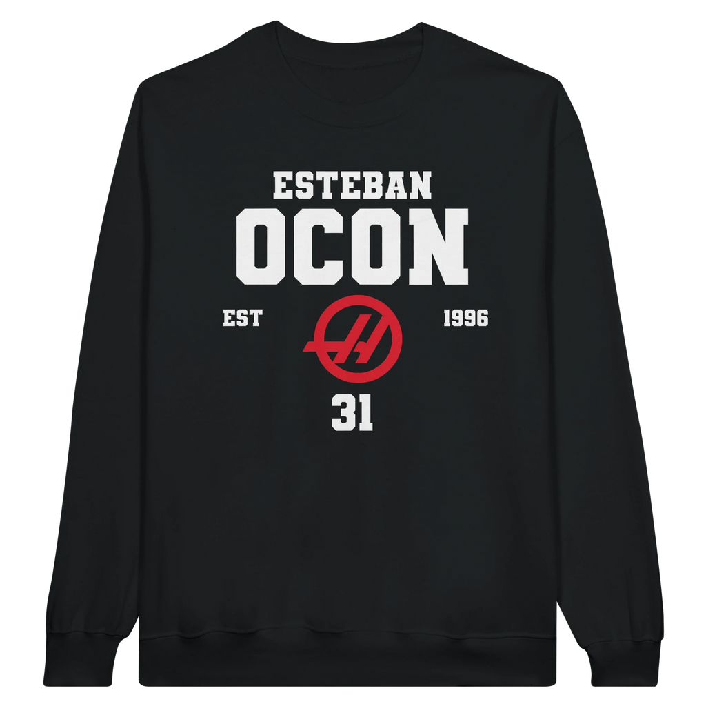 f111 merch black color sweatshirt1 with esteban-ocon branding.