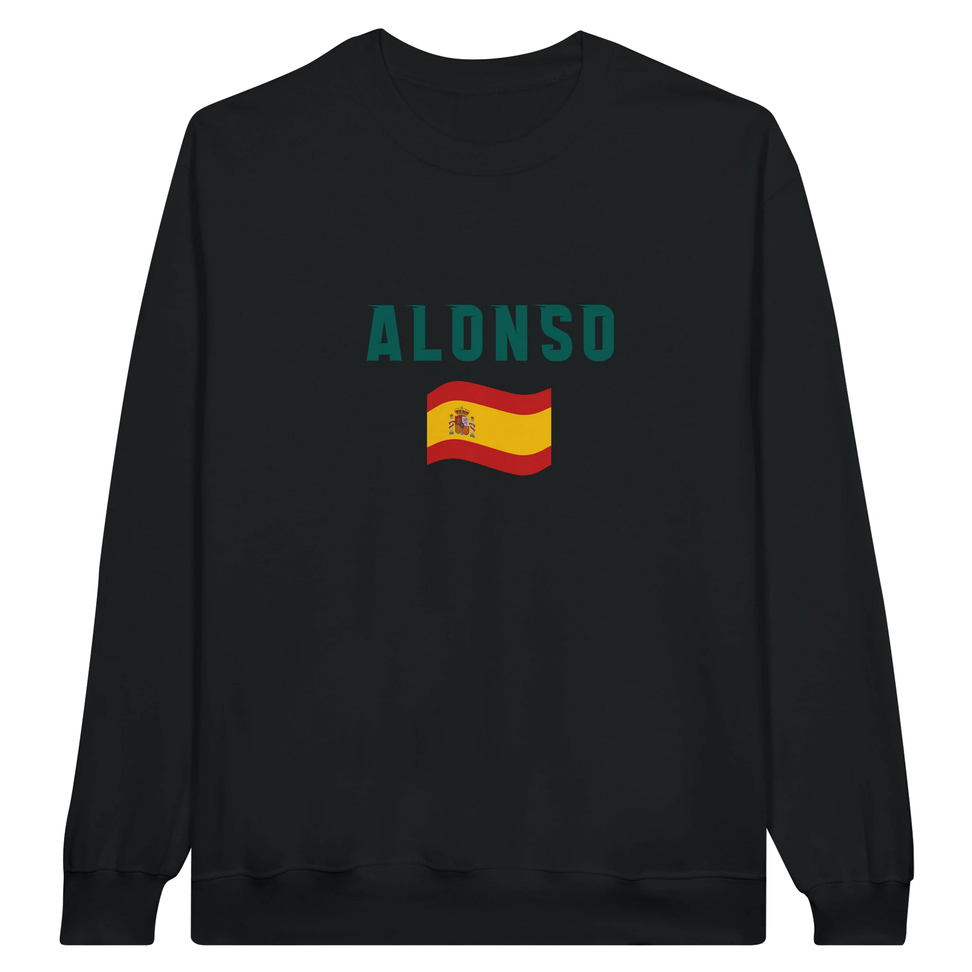 f111 merch black color sweatshirt1 with fernando-alonso branding.