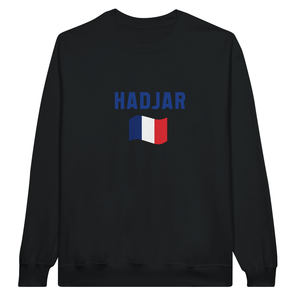 f111 merch black color sweatshirt1 with isack-hadjar branding.