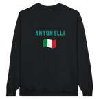 f111 merch black color sweatshirt1 with kimi-antonelli branding.