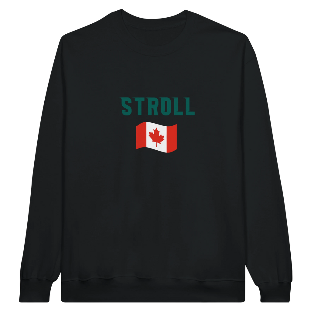 f111 merch black color sweatshirt1 with lance-stroll branding.