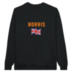 f111 merch black color sweatshirt1 with lando-norris branding.