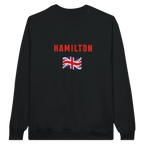 f111 merch black color sweatshirt1 with lewis-hamilton branding.