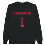 f111 merch black color sweatshirt1 with max-verstappen branding.