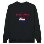 f111 merch black color sweatshirt1 with max-verstappen branding.