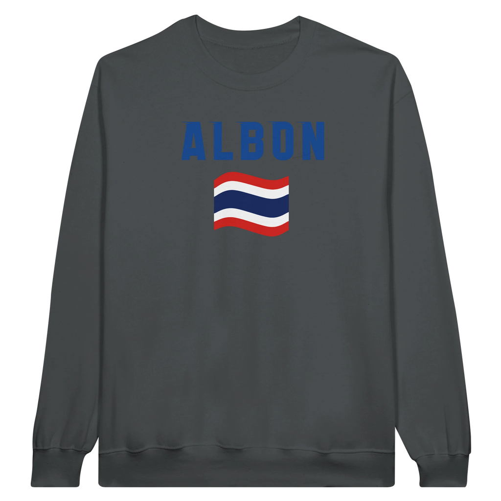 f111 merch charcoal color sweatshirt1 with alex-albon branding.