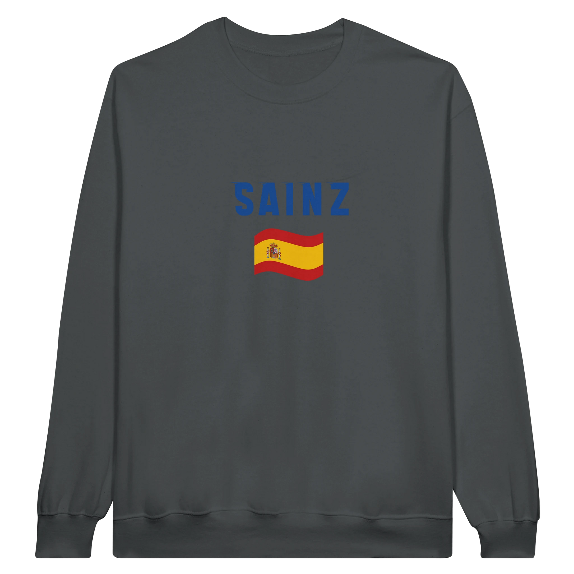 f111 merch charcoal color sweatshirt1 with carlos-sainz branding.