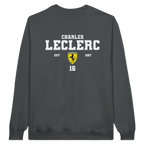 f111 merch charcoal color sweatshirt1 with charles-leclerc branding.