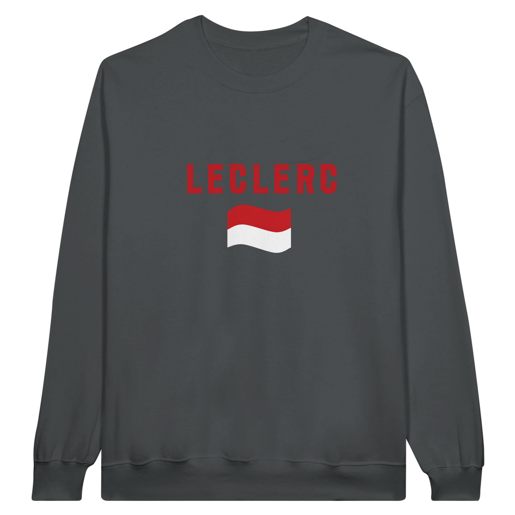 f111 merch charcoal color sweatshirt1 with charles-leclerc branding.