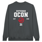 f111 merch charcoal color sweatshirt1 with esteban-ocon branding.