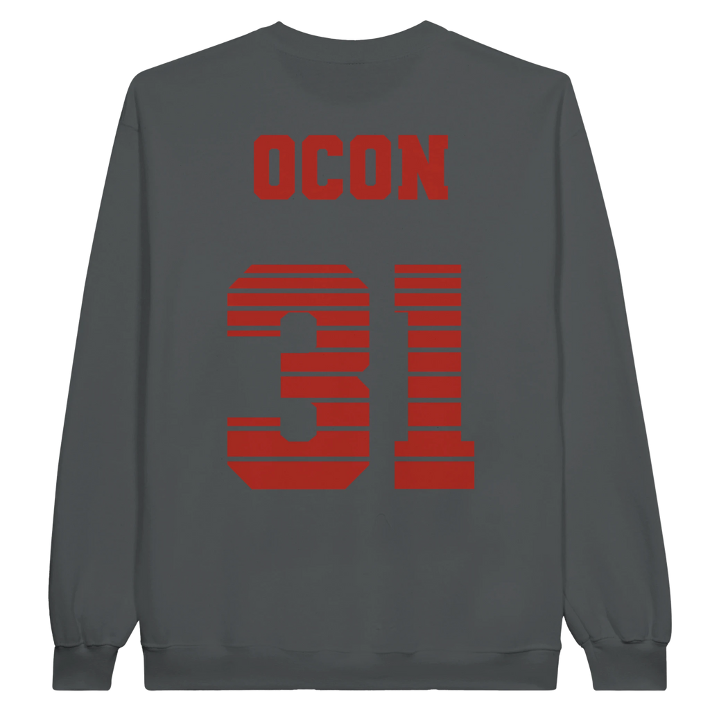 f111 merch charcoal color sweatshirt1 with esteban-ocon branding.