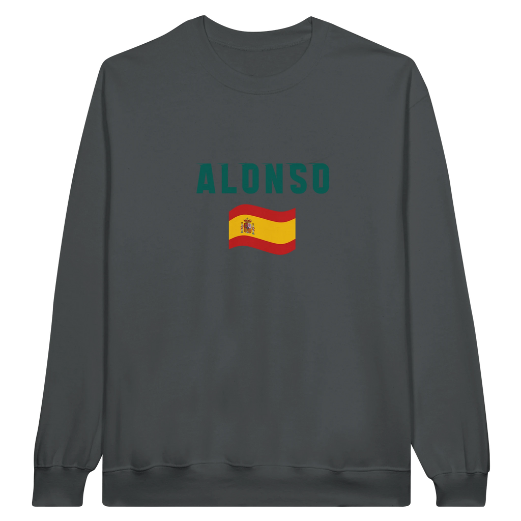f111 merch charcoal color sweatshirt1 with fernando-alonso branding.