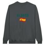f111 merch charcoal color sweatshirt1 with fernando-alonso branding.