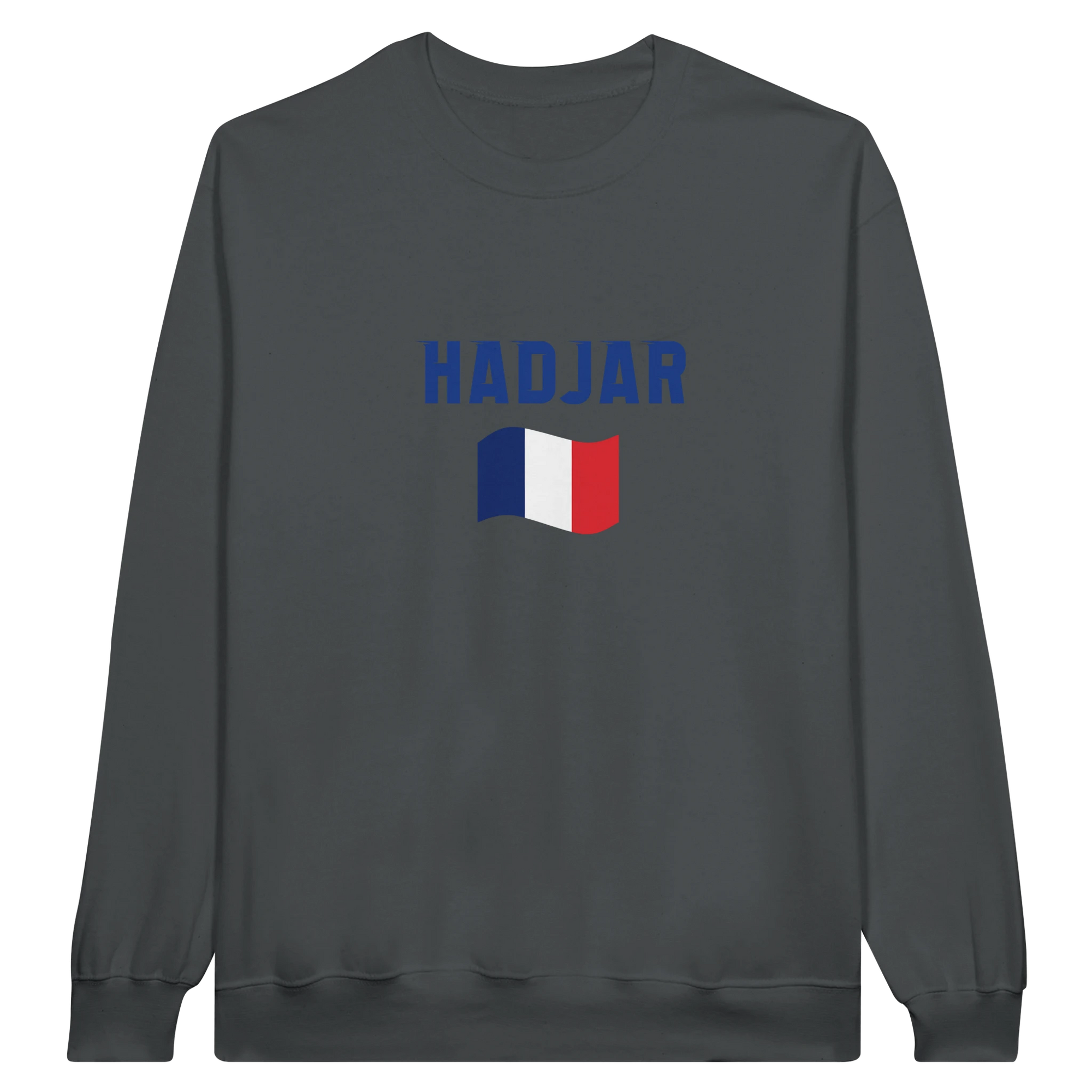 f111 merch charcoal color sweatshirt1 with isack-hadjar branding.