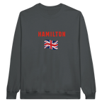 f111 merch charcoal color sweatshirt1 with lewis-hamilton branding.