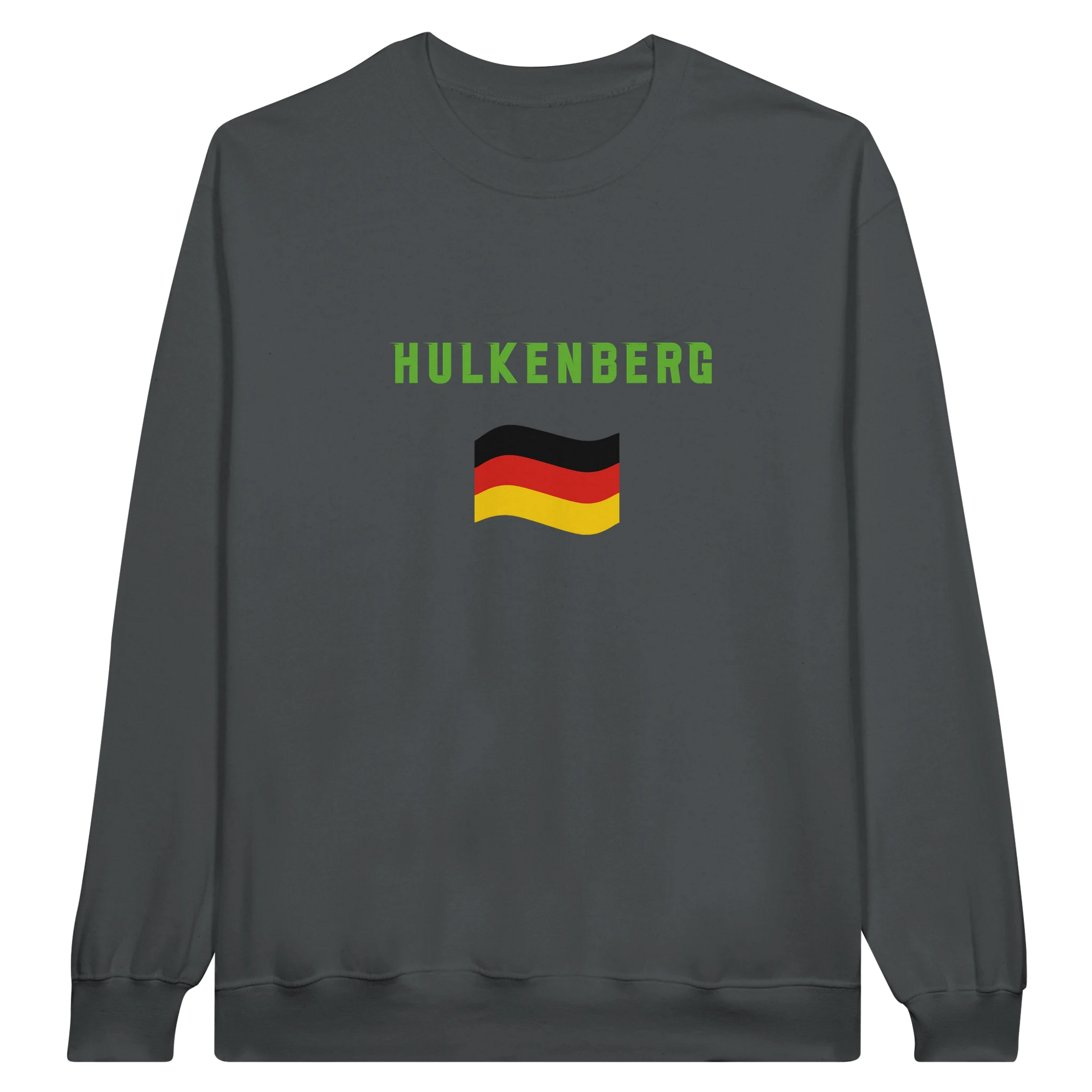 f111 merch charcoal color sweatshirt1 with nico-hulkenberg branding.