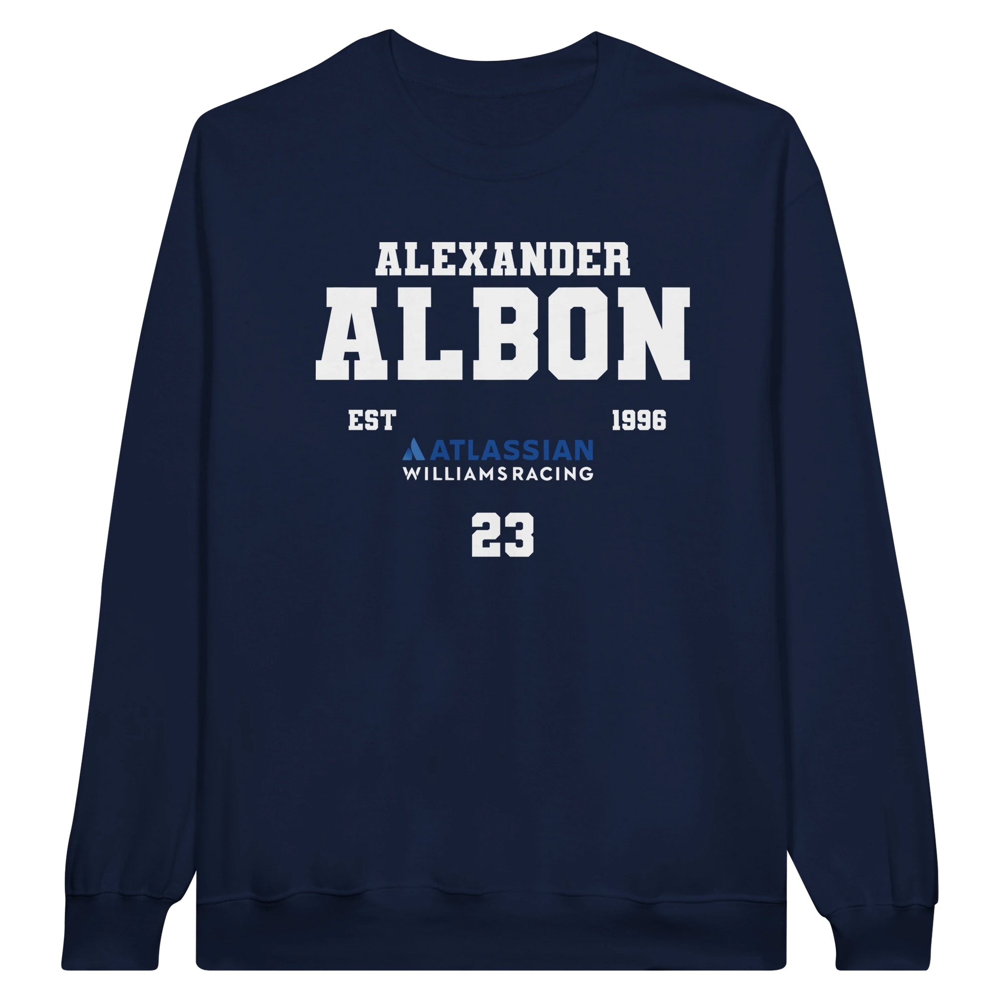f111 merch navy color sweatshirt1 with alex-albon branding.