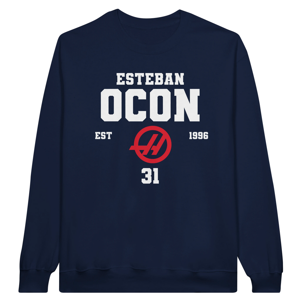 f111 merch navy color sweatshirt1 with esteban-ocon branding.
