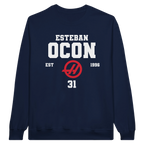 f111 merch navy color sweatshirt1 with esteban-ocon branding.