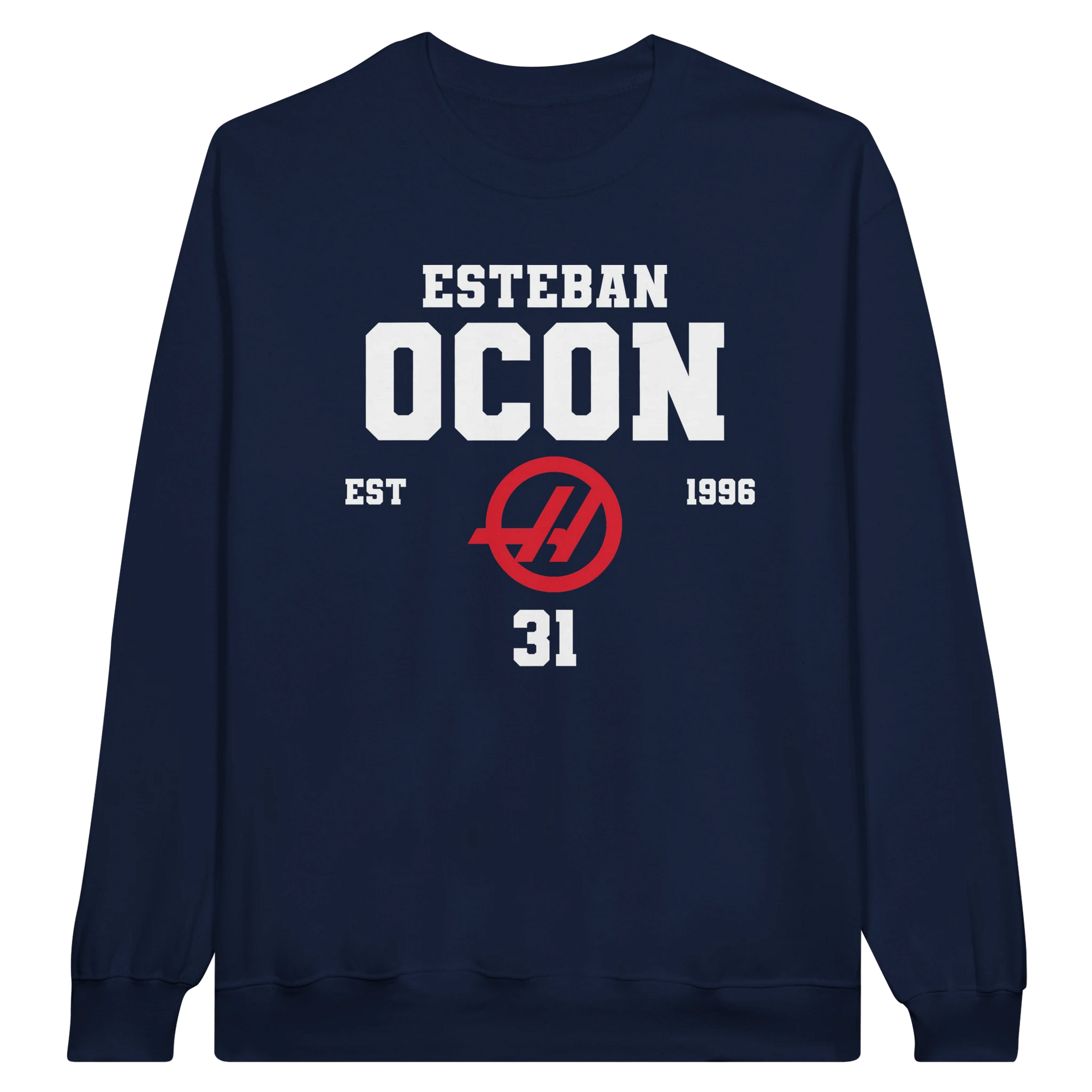f111 merch navy color sweatshirt1 with esteban-ocon branding.
