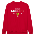f111 merch red color sweatshirt1 with charles-leclerc branding.