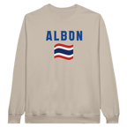 f111 merch sand color sweatshirt1 with alex-albon branding.
