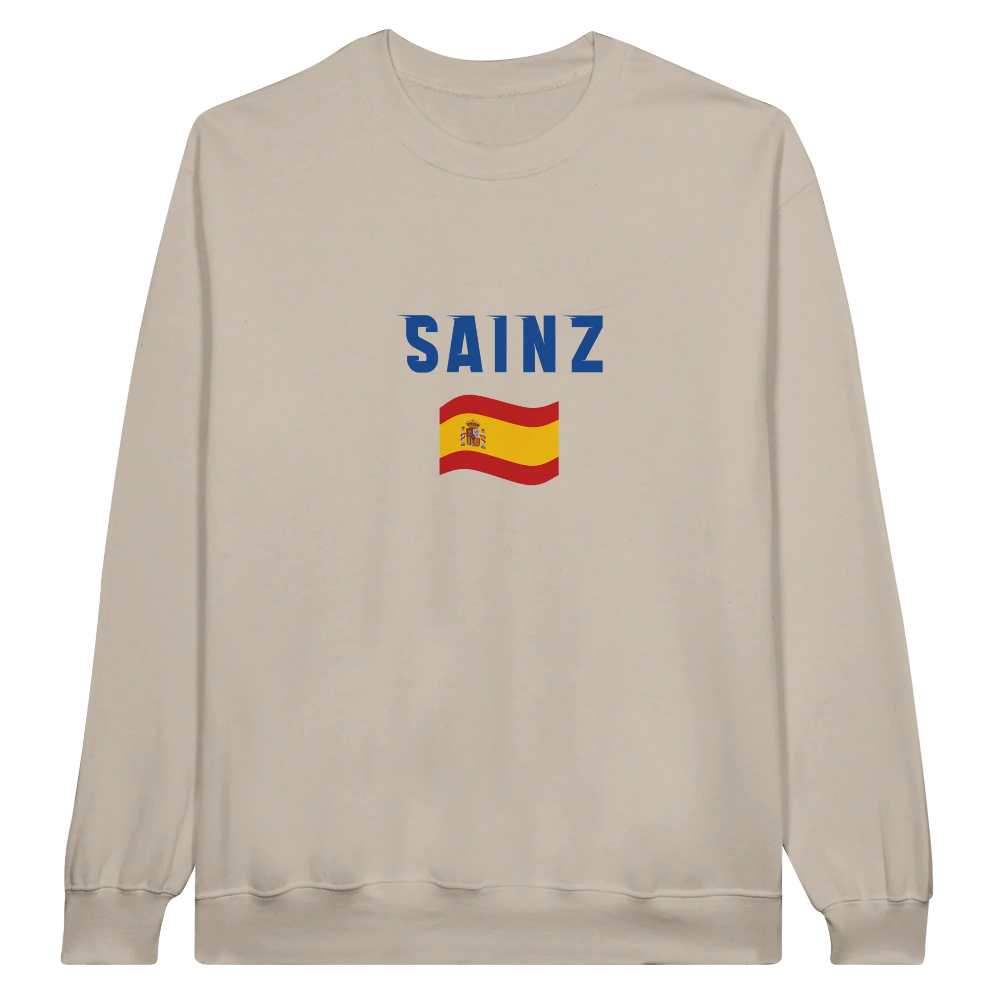 f111 merch sand color sweatshirt1 with carlos-sainz branding.