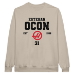 f111 merch sand color sweatshirt1 with esteban-ocon branding.