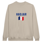 f111 merch sand color sweatshirt1 with isack-hadjar branding.