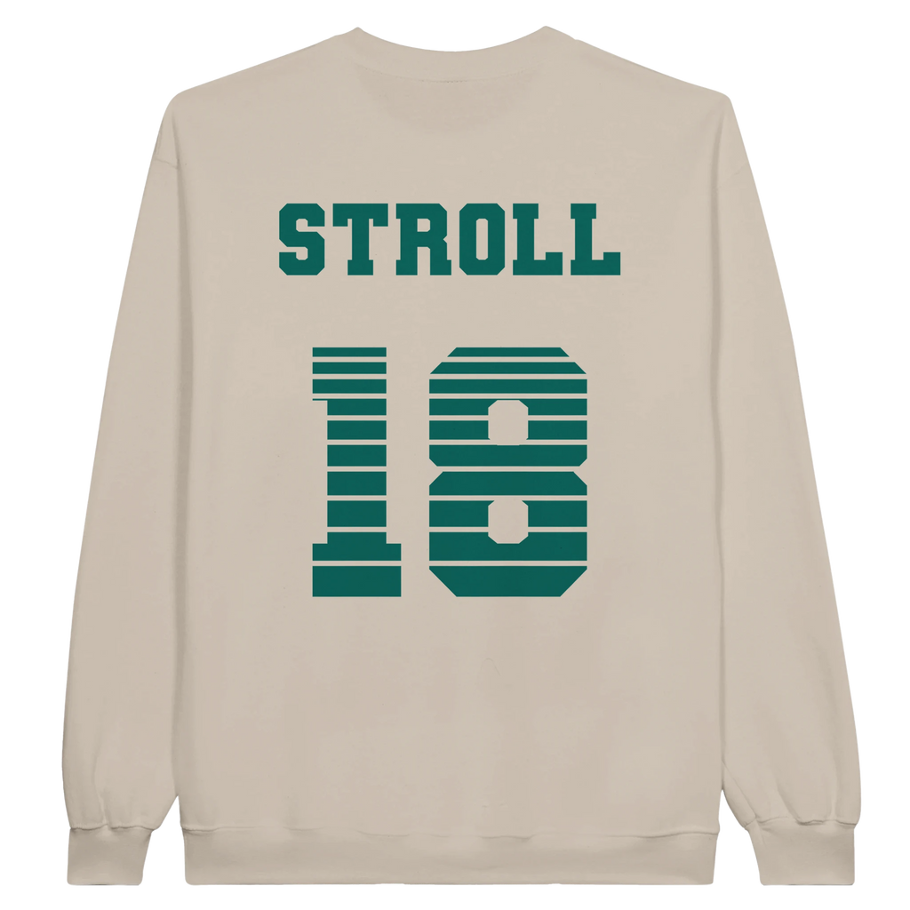 f111 merch sand color sweatshirt1 with lance-stroll branding.