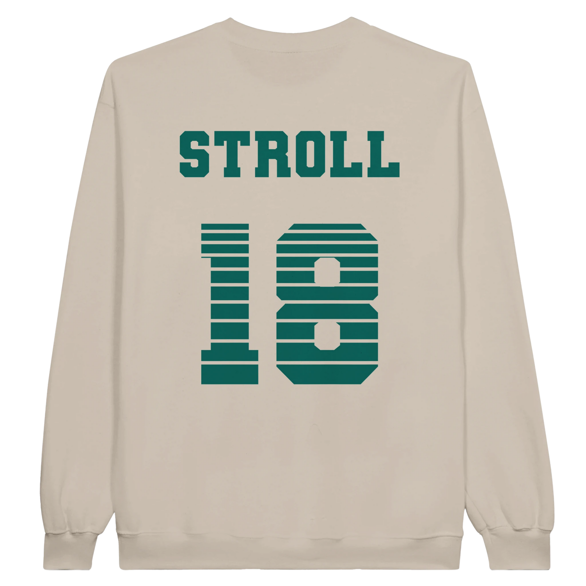 f111 merch sand color sweatshirt1 with lance-stroll branding.