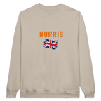 f111 merch sand color sweatshirt1 with lando-norris branding.