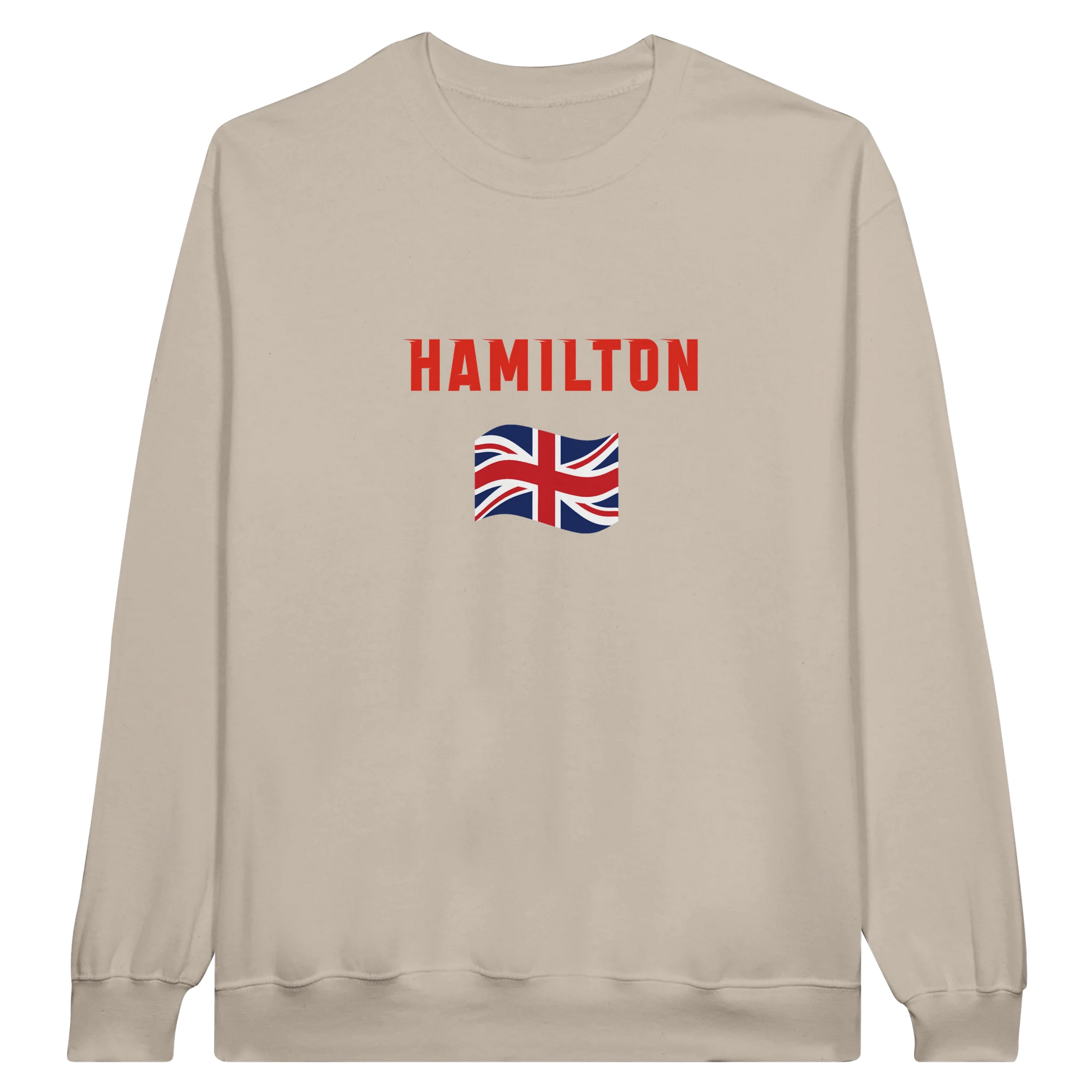 f111 merch sand color sweatshirt1 with lewis-hamilton branding.