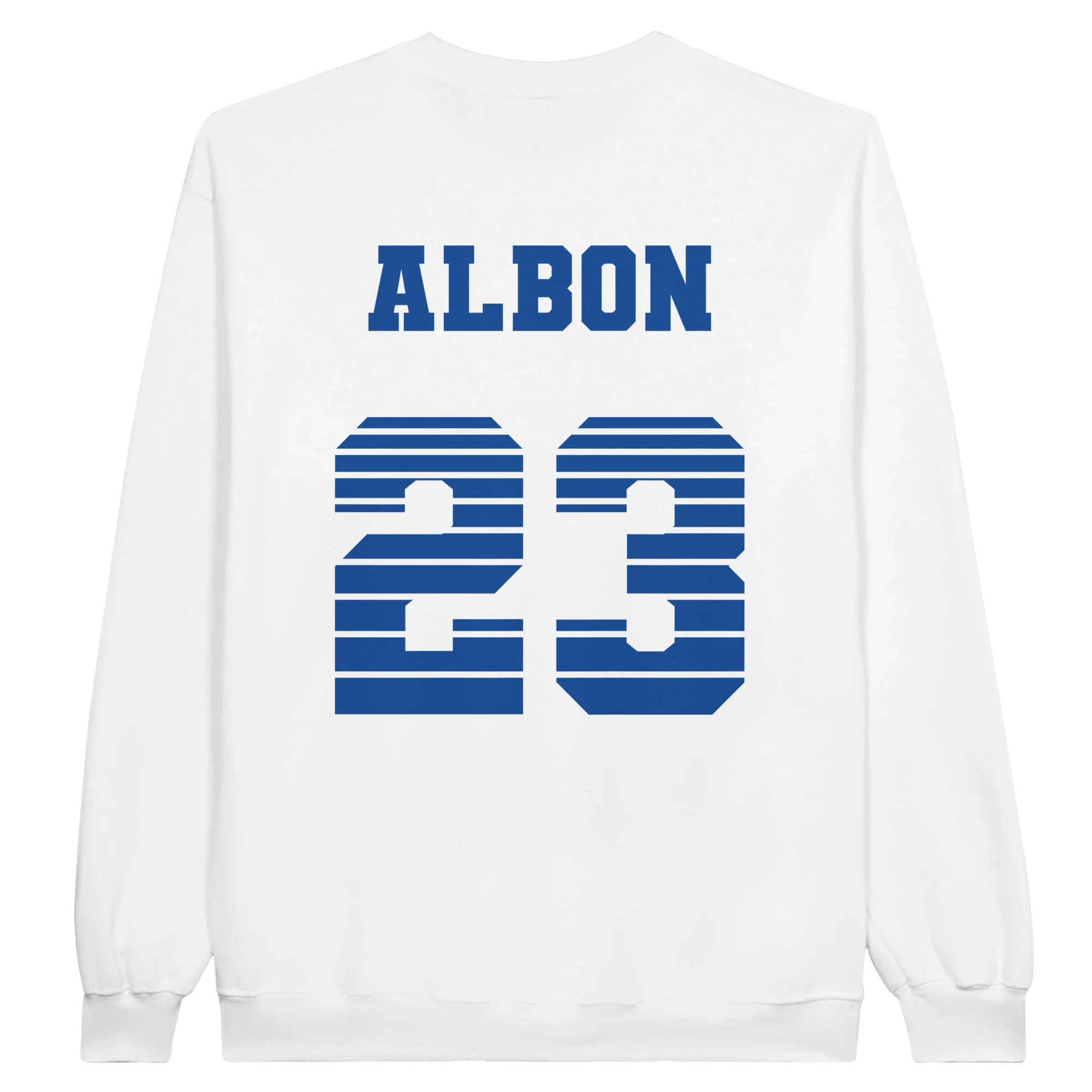 f111 merch white color sweatshirt1 with alex-albon branding.