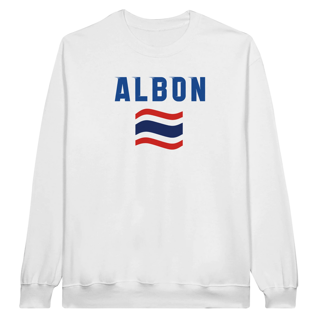 f111 merch white color sweatshirt1 with alex-albon branding.