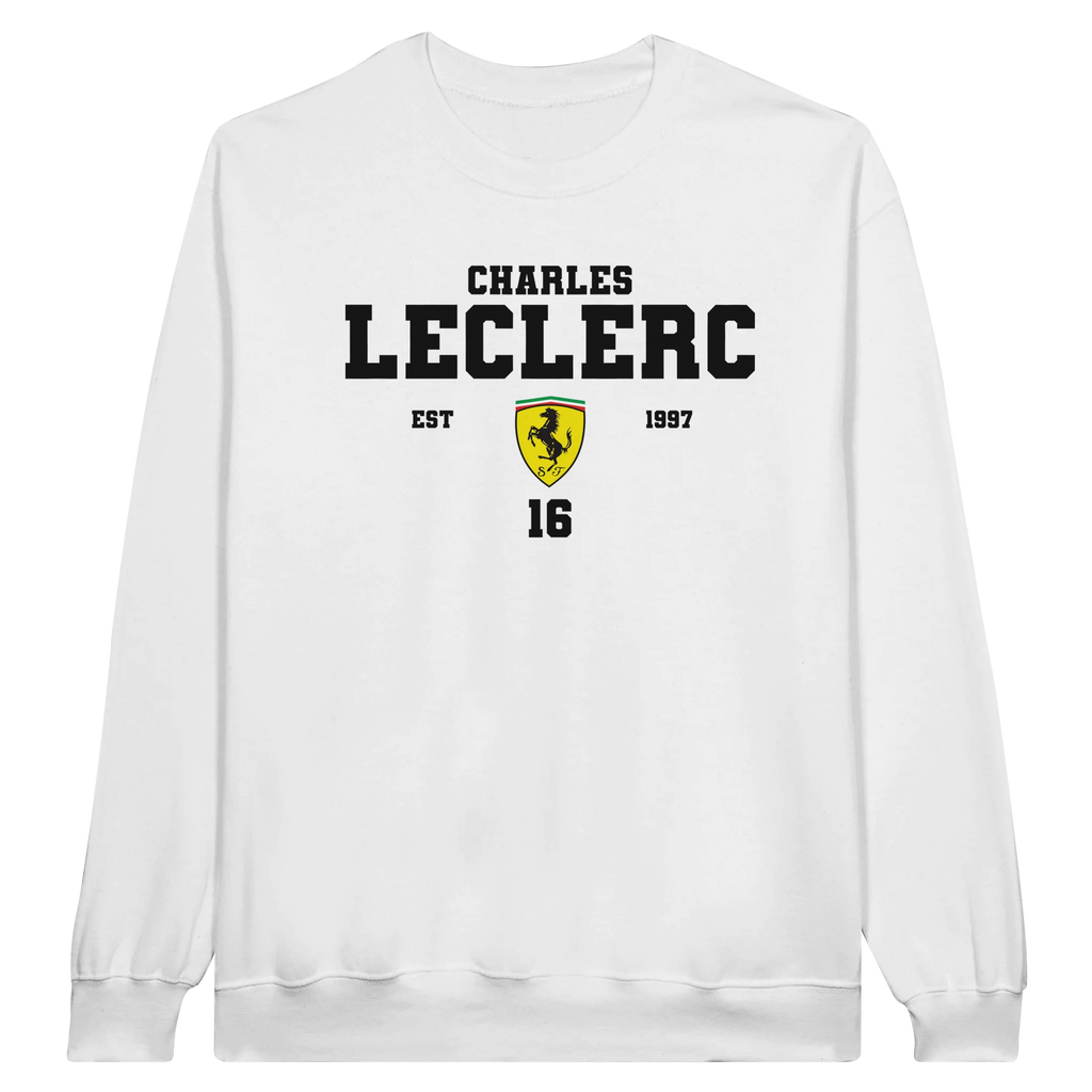 f111 merch white color sweatshirt1 with charles-leclerc branding.