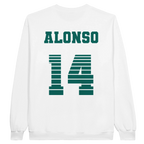 f111 merch white color sweatshirt1 with fernando-alonso branding.