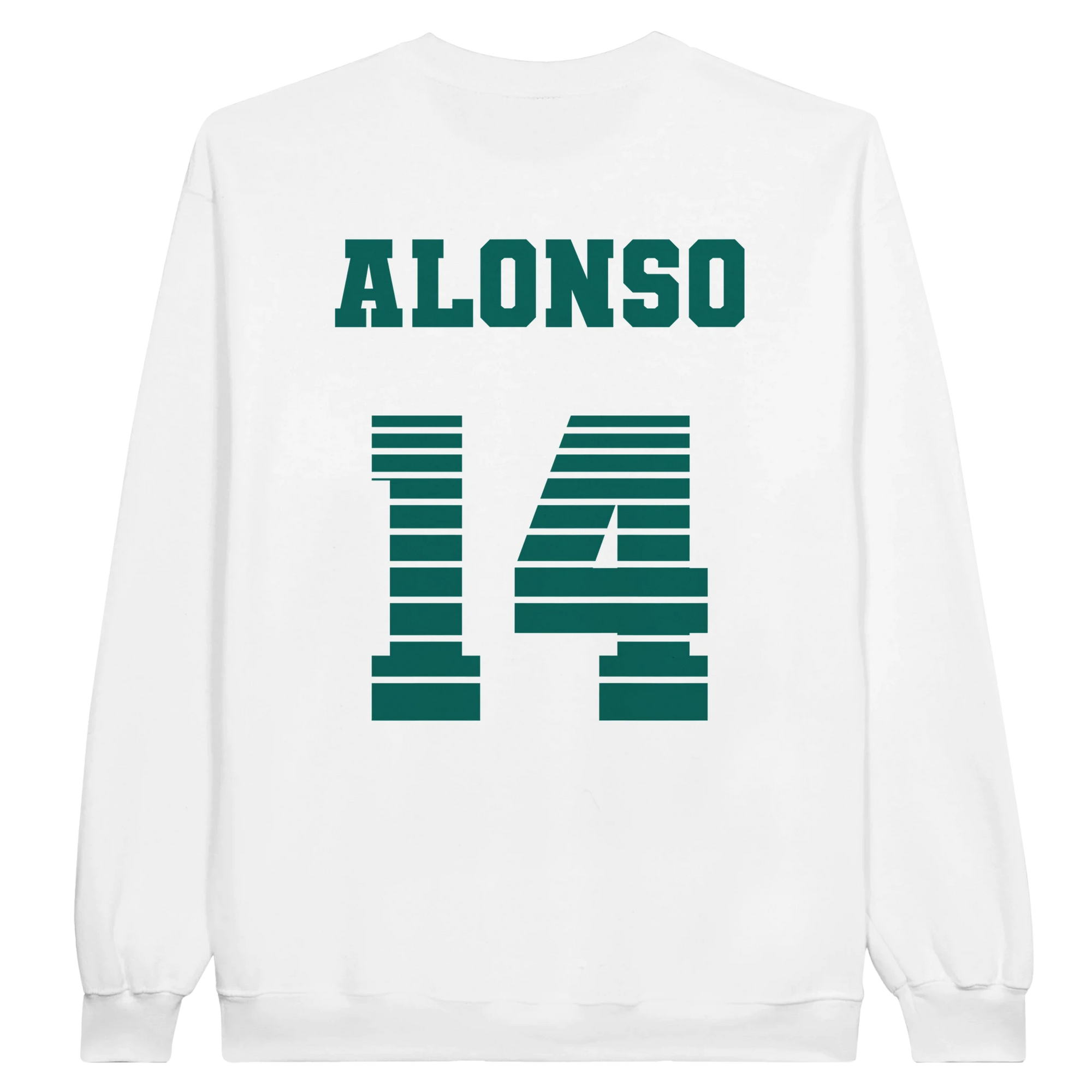 f111 merch white color sweatshirt1 with fernando-alonso branding.