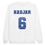 f111 merch white color sweatshirt1 with isack-hadjar branding.