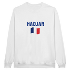 f111 merch white color sweatshirt1 with isack-hadjar branding.