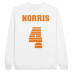 f111 merch white color sweatshirt1 with lando-norris branding.