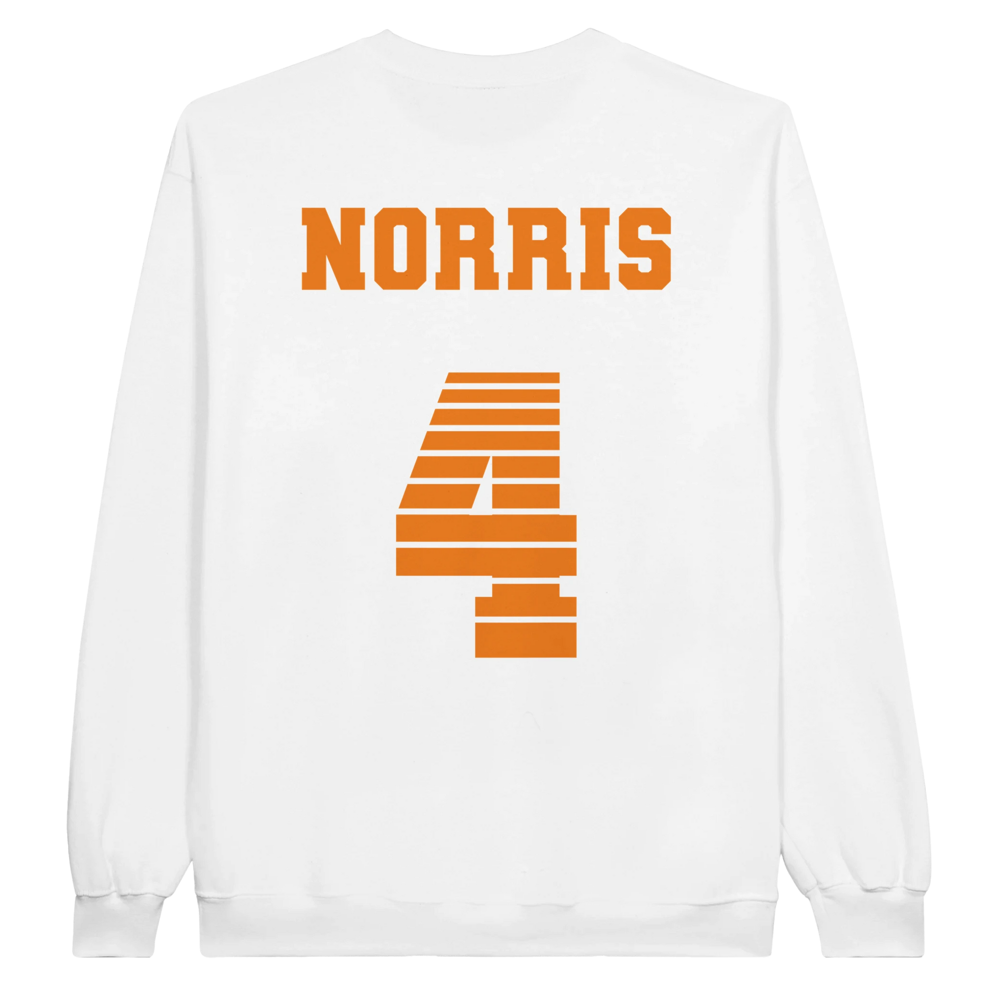 f111 merch white color sweatshirt1 with lando-norris branding.