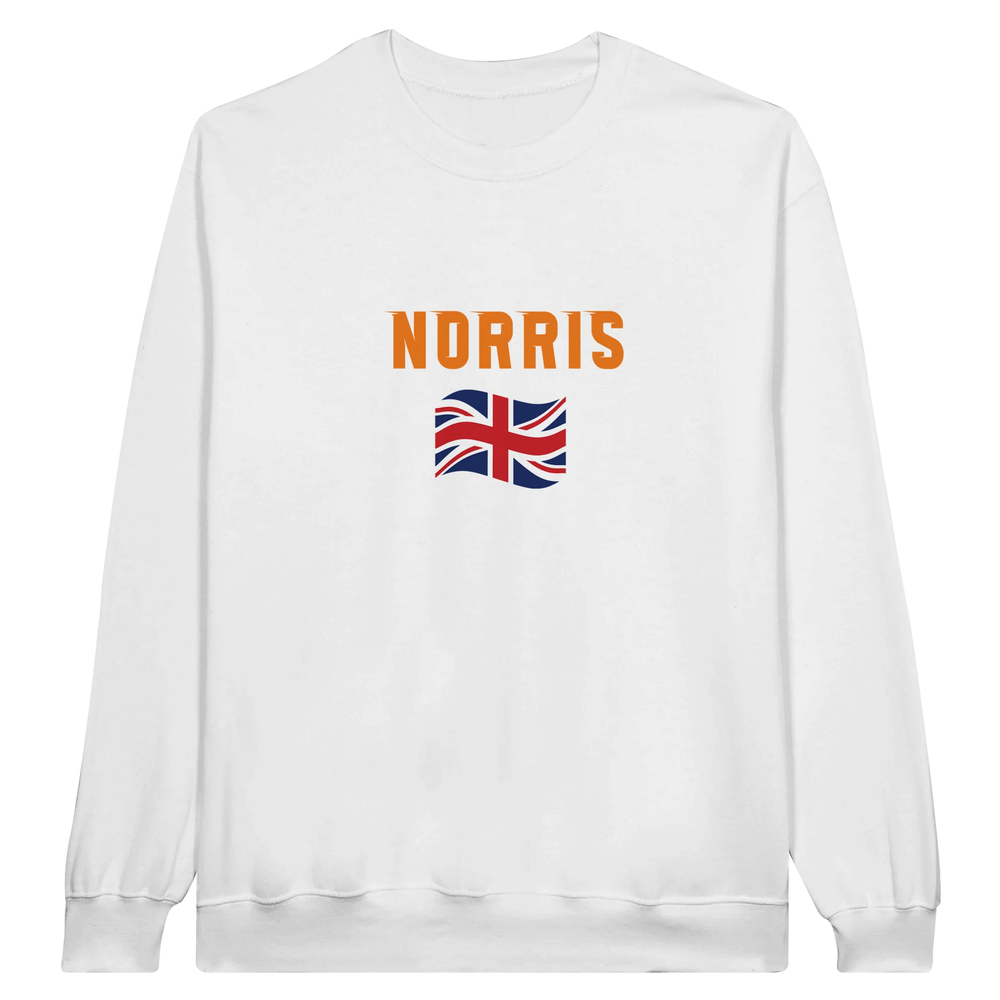f111 merch white color sweatshirt1 with lando-norris branding.