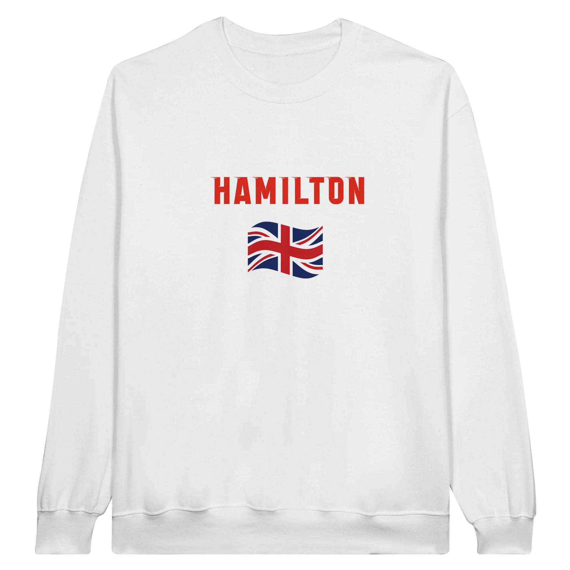 f111 merch white color sweatshirt1 with lewis-hamilton branding.