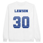 f111 merch white color sweatshirt1 with liam-lawson branding.